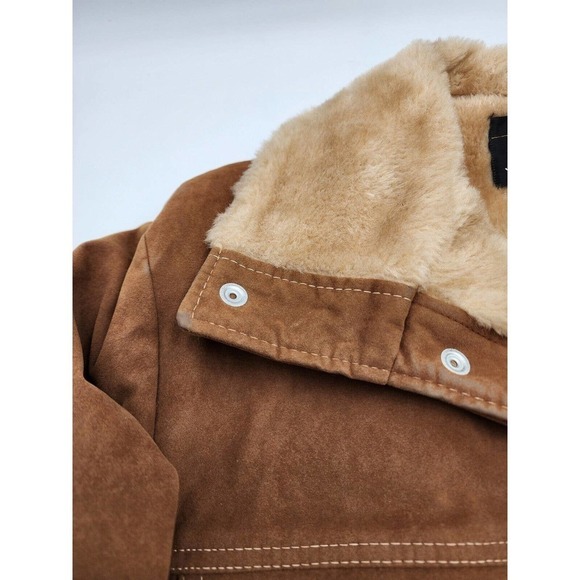 Vintage 1970s JC Penney Men's Faux Suede Sherpa Lined Western Coat Size 43 Snap - Picture 7 of 12